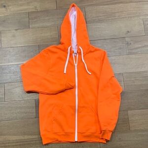 District Women's The Concert Fleece Full Zip Hoodie L Neon Orange